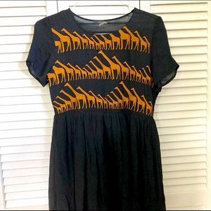 Giraffe Embroidered Babydoll Dress
